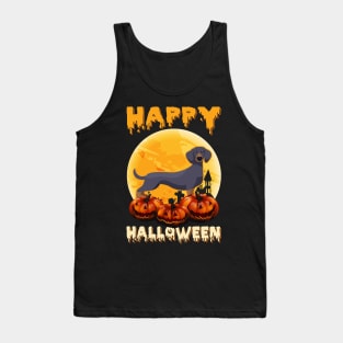 Dachshund Dog Scary Moon Halloween Costume Tank Top